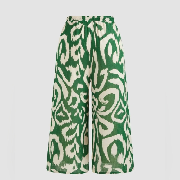 NWT Cider Mid-Rise Green Abstract Print Wide Leg Pants Size 4X - Picture 5 of 8